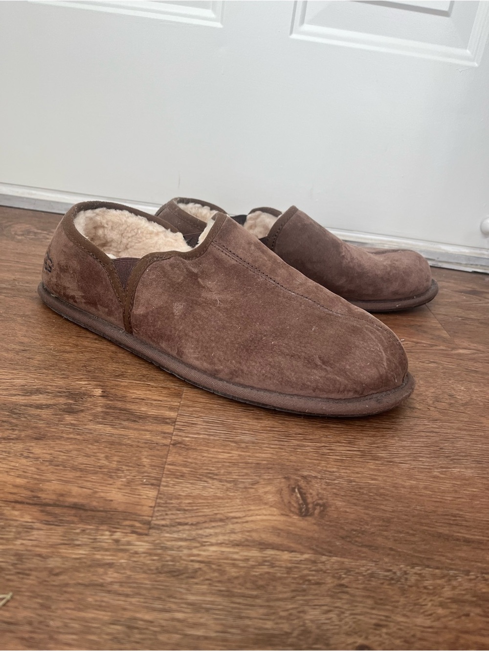 UGG Men's Brown Suede Shearling Slippers Size 13